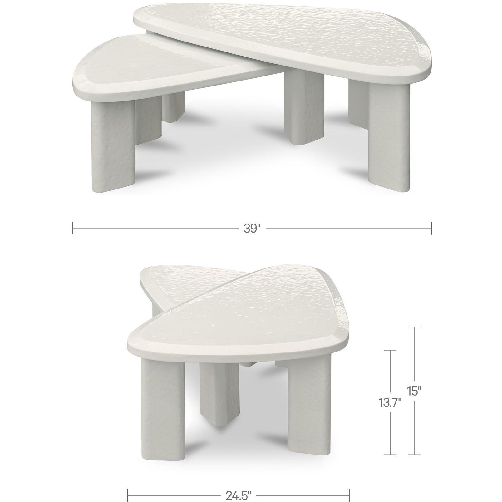 Sophie Outdoor Nesting Table Set Cream Lacquer - Image 3