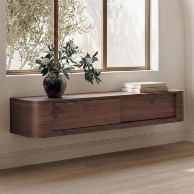Alternative view of Round Off Floating Console Table Walnut
