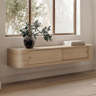 Alternative view of Round Off Floating Console Table Natural