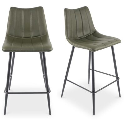Alternative view of Alibi Counter Stool Dark Green - Set of Two