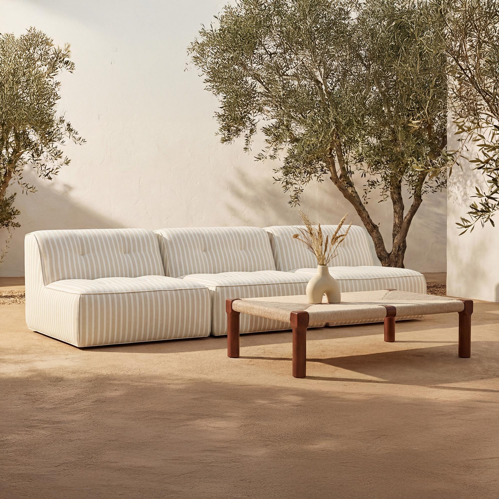 Sunseeker 3 Piece Outdoor Sofa Brown Stripe - Image 2
