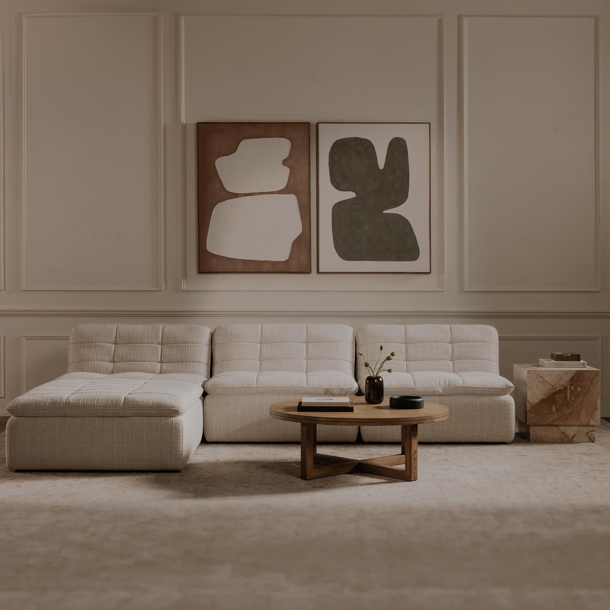 Lino Lounge Modular Sectional Textured Oat - Image 9