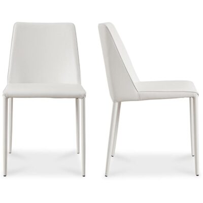 Nora Dining Chair White Vegan Leather-Set of Two