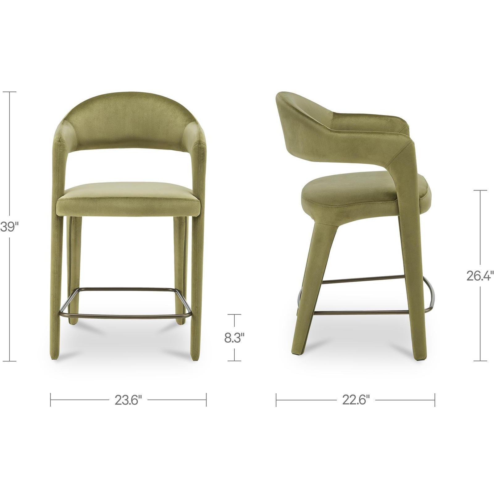 Martens Counter Stool Green Velvet - Image 3