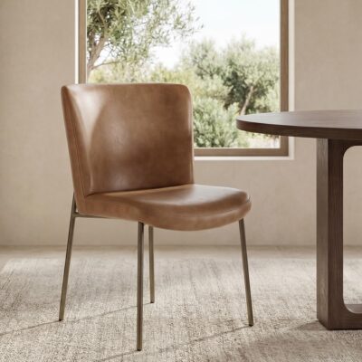 Alternative view of Early Dining Chair Tan Leather-Set Of Two