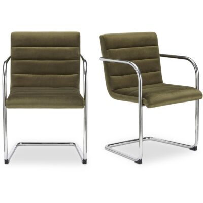 Pedro Dining Chair Green Mohair Set of Two
