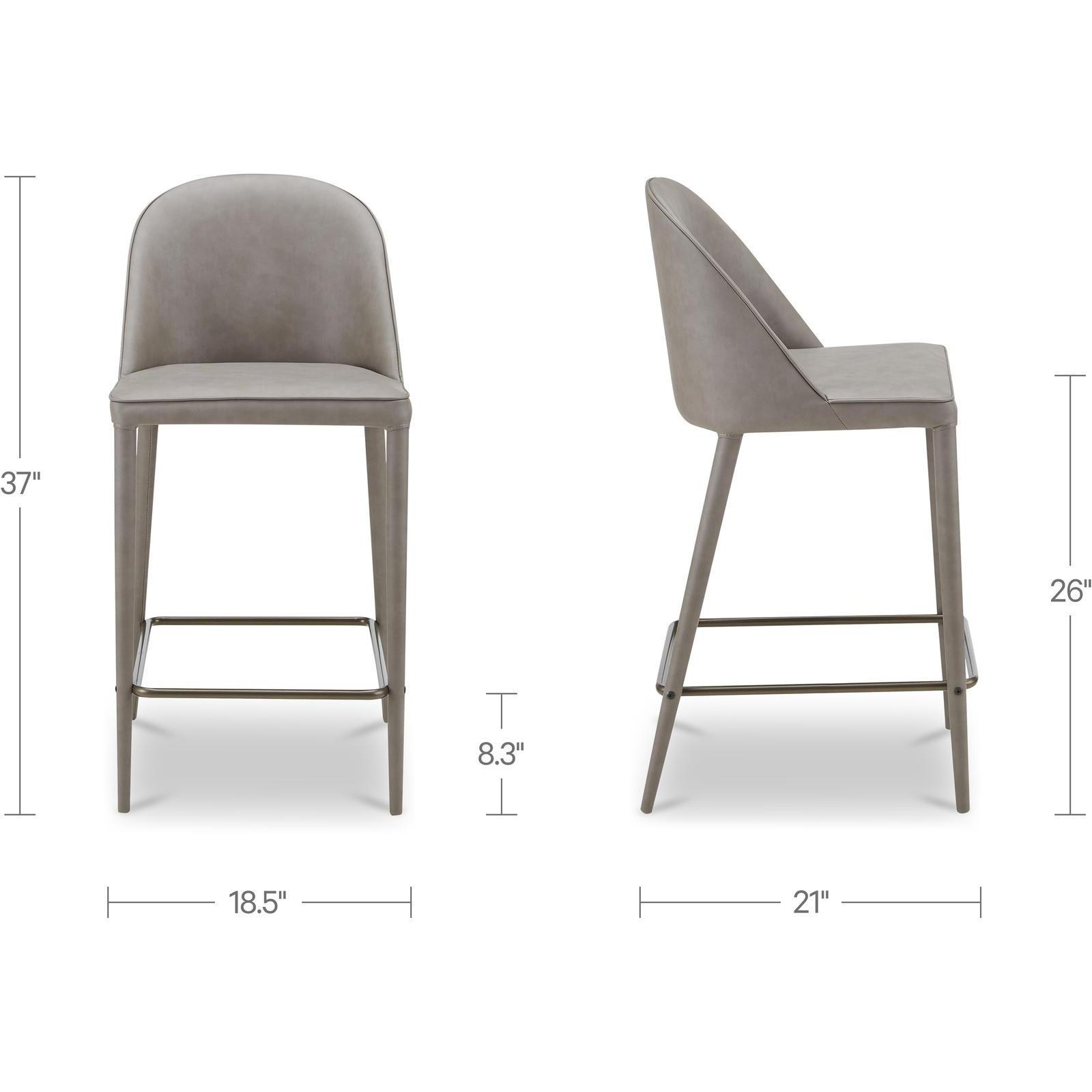 Burton Counter Stool Grey Vegan Leather - Image 3