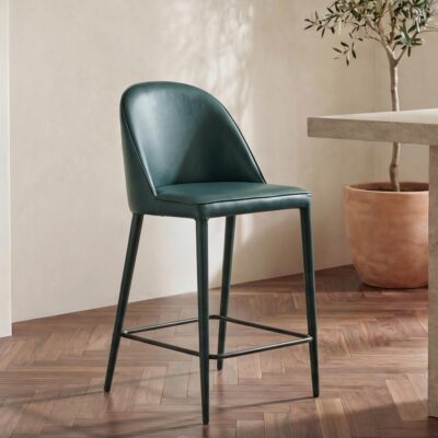 Alternative view of Burton Counter Stool Dark Teal Vegan Leather